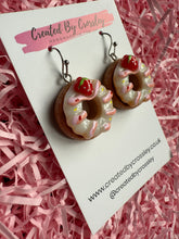 Load image into Gallery viewer, Strawberry Doughnut Charm Earrings
