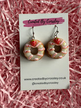 Load image into Gallery viewer, Strawberry Doughnut Charm Earrings
