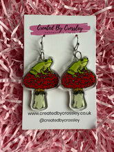Load image into Gallery viewer, Mushroom Frog Charm Earrings
