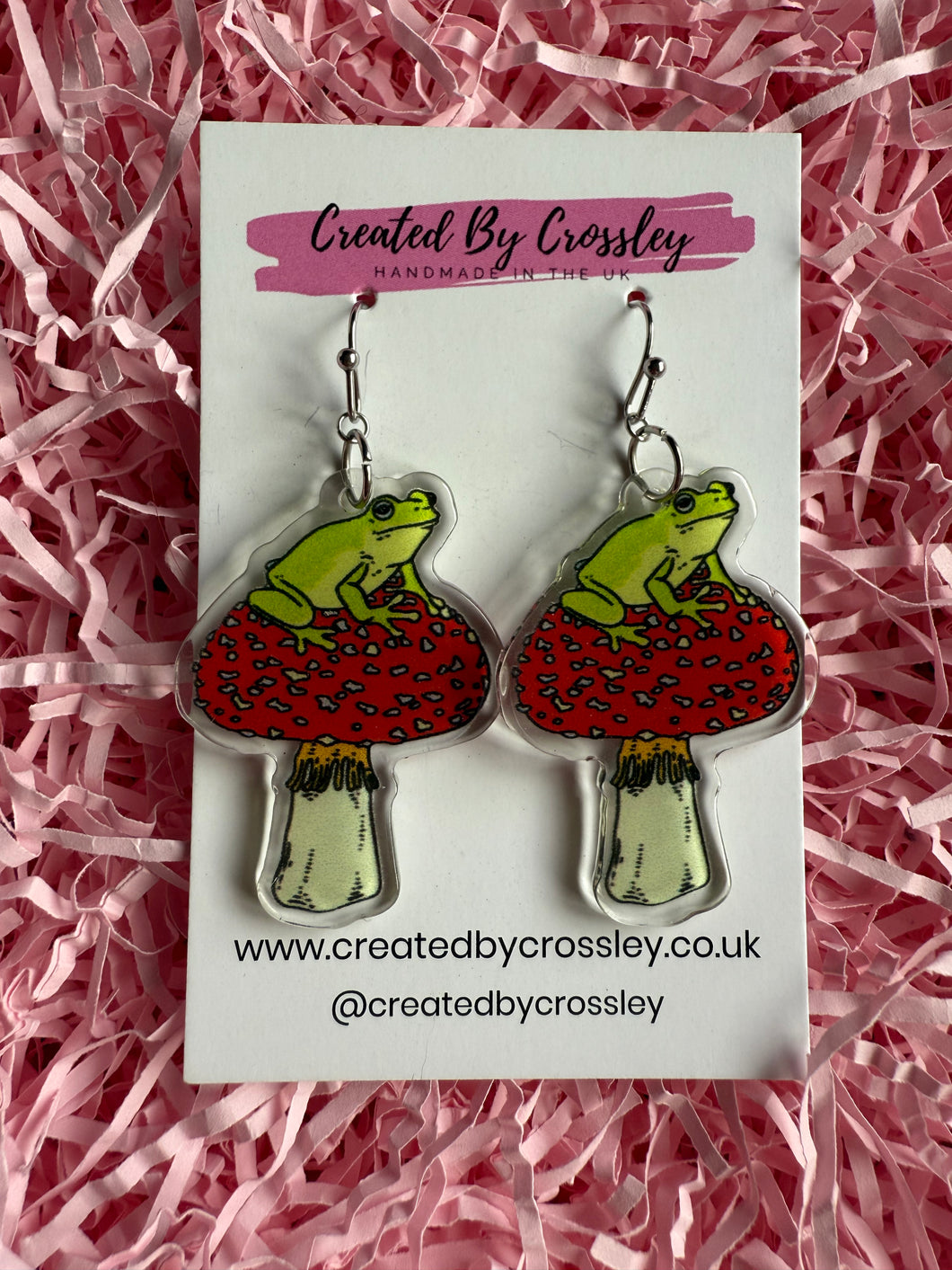 Mushroom Frog Charm Earrings
