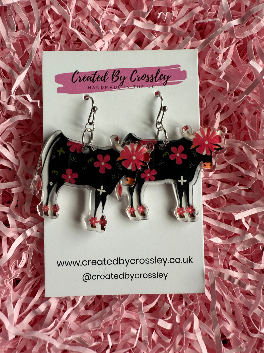 Flower Cow Charm Earrings