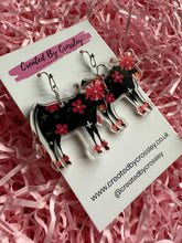 Load image into Gallery viewer, Flower Cow Charm Earrings
