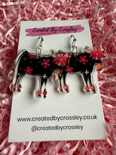 Load image into Gallery viewer, Flower Cow Charm Earrings
