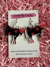 Load image into Gallery viewer, Flower Cow Charm Earrings
