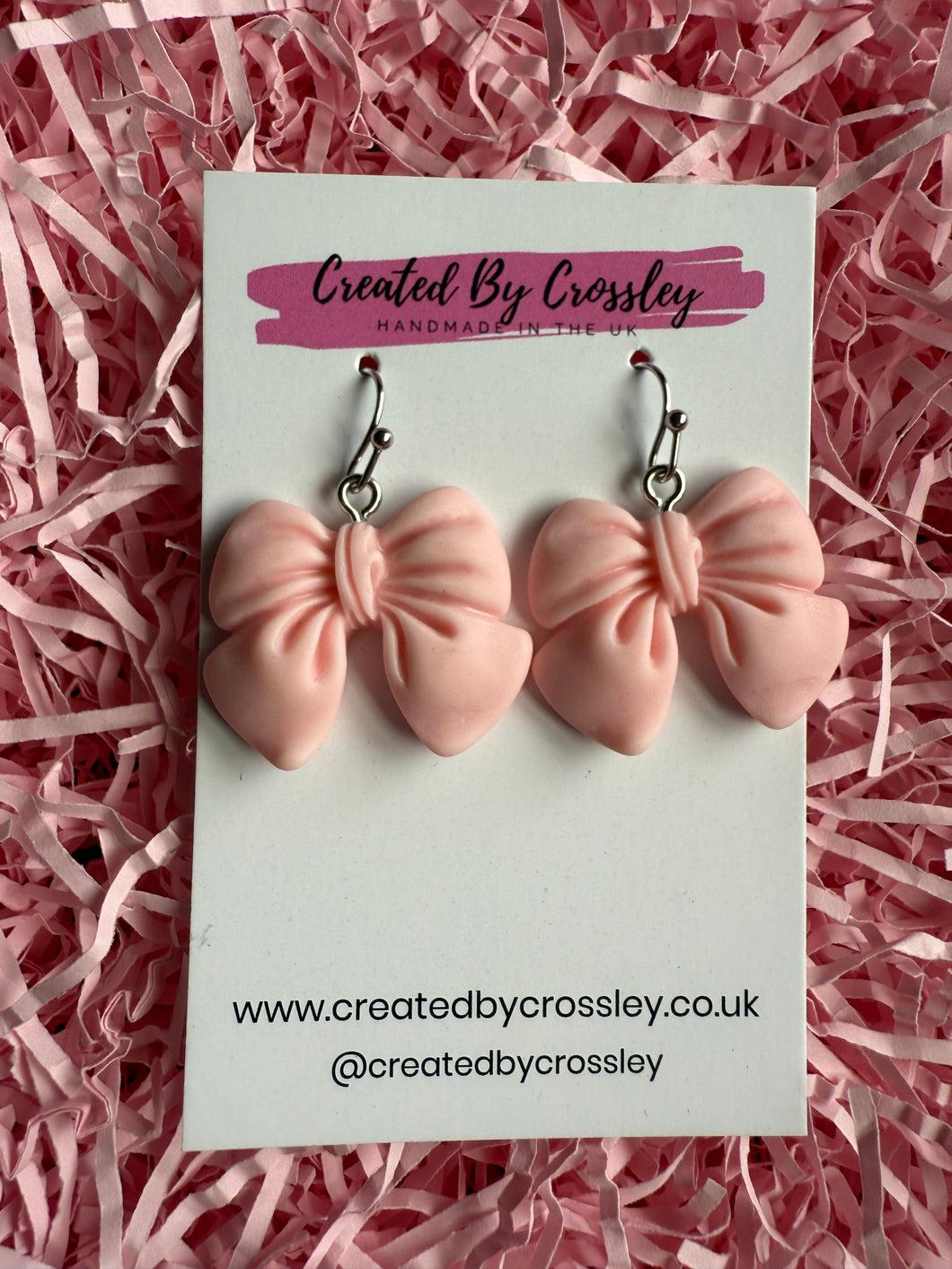 Pink Bow Charm Earrings