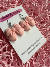Load image into Gallery viewer, Pink Bow Charm Earrings
