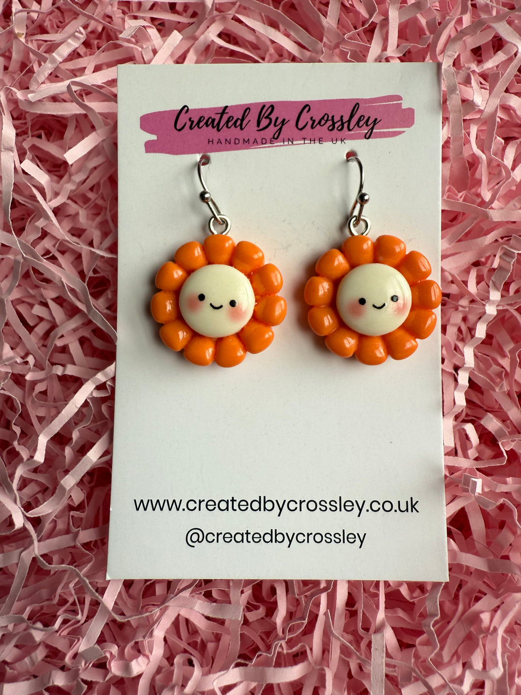 Orange Flower Earrings