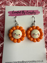 Load image into Gallery viewer, Orange Flower Earrings
