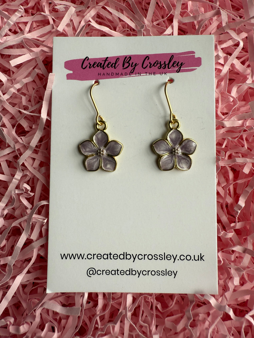 Purple Flower Charm Earrings