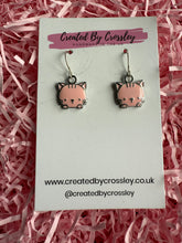 Load image into Gallery viewer, Pink Cat Charm Earrings
