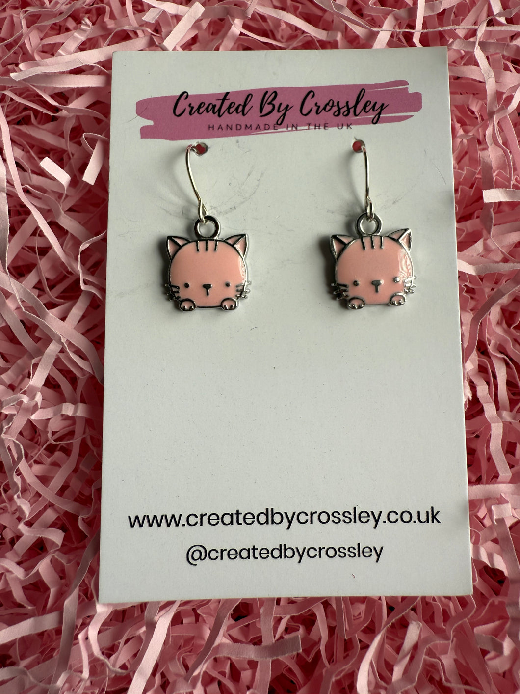 Pink Cat Charm Earrings