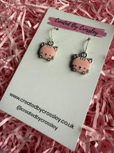 Load image into Gallery viewer, Pink Cat Charm Earrings

