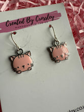 Load image into Gallery viewer, Pink Cat Charm Earrings

