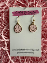 Load image into Gallery viewer, Pink Happy Face Charm Earrings
