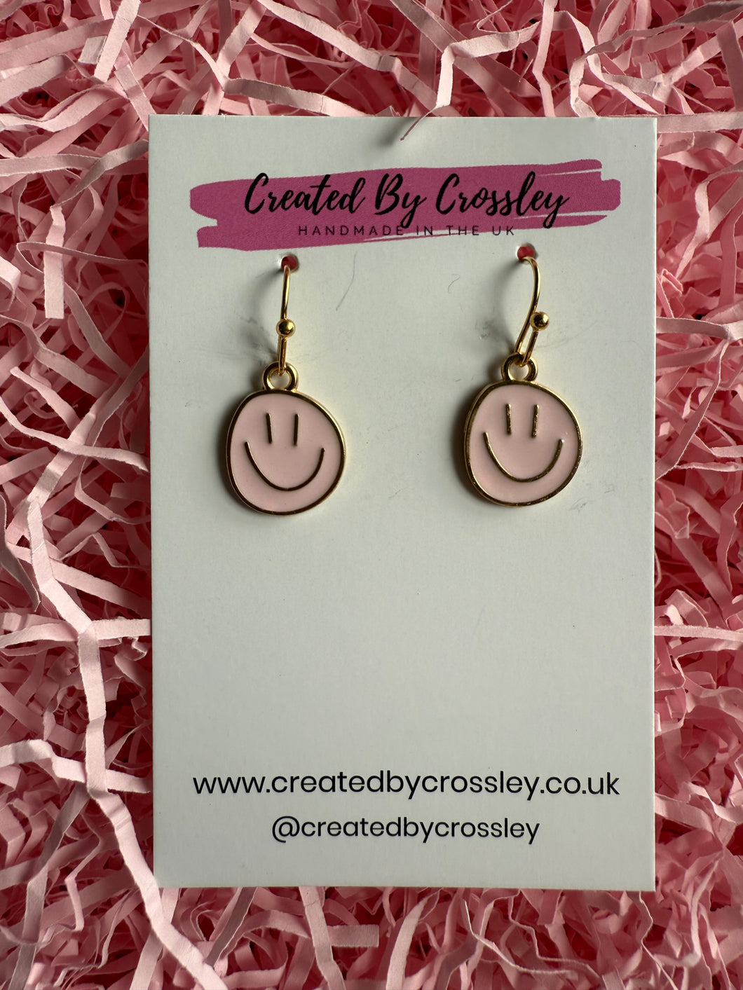 Pink Happy Face Charm Earrings