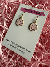 Load image into Gallery viewer, Pink Happy Face Charm Earrings
