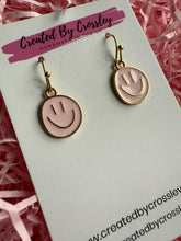 Load image into Gallery viewer, Pink Happy Face Charm Earrings
