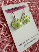 Load image into Gallery viewer, Green Paw Charm Earrings

