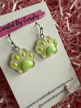 Load image into Gallery viewer, Green Paw Charm Earrings
