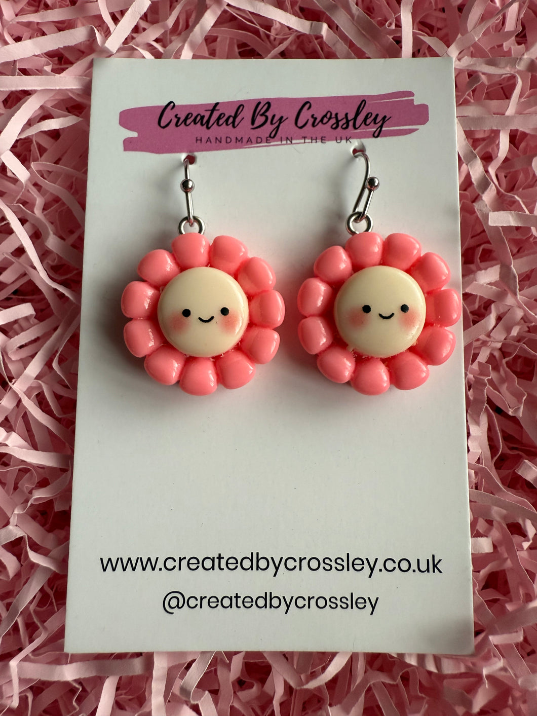 Pink Flower Charm Earrings