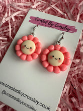 Load image into Gallery viewer, Pink Flower Charm Earrings
