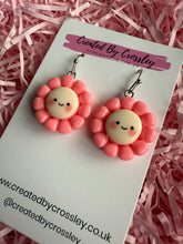 Load image into Gallery viewer, Pink Flower Charm Earrings
