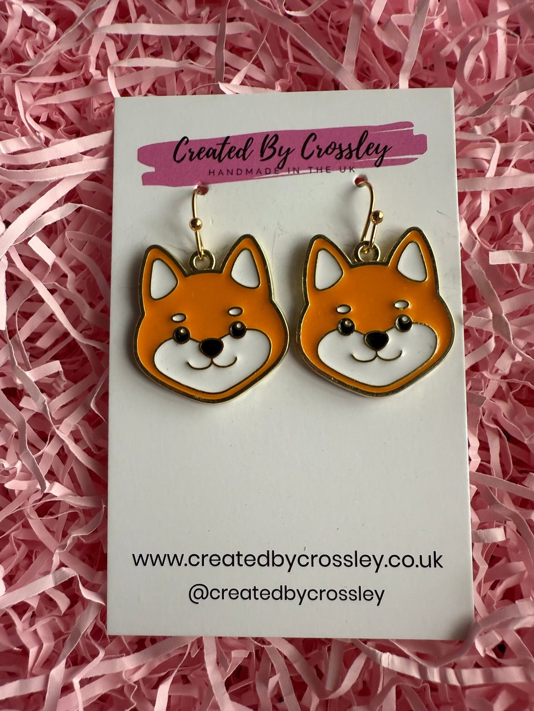 Orange Dog Charm Earrings