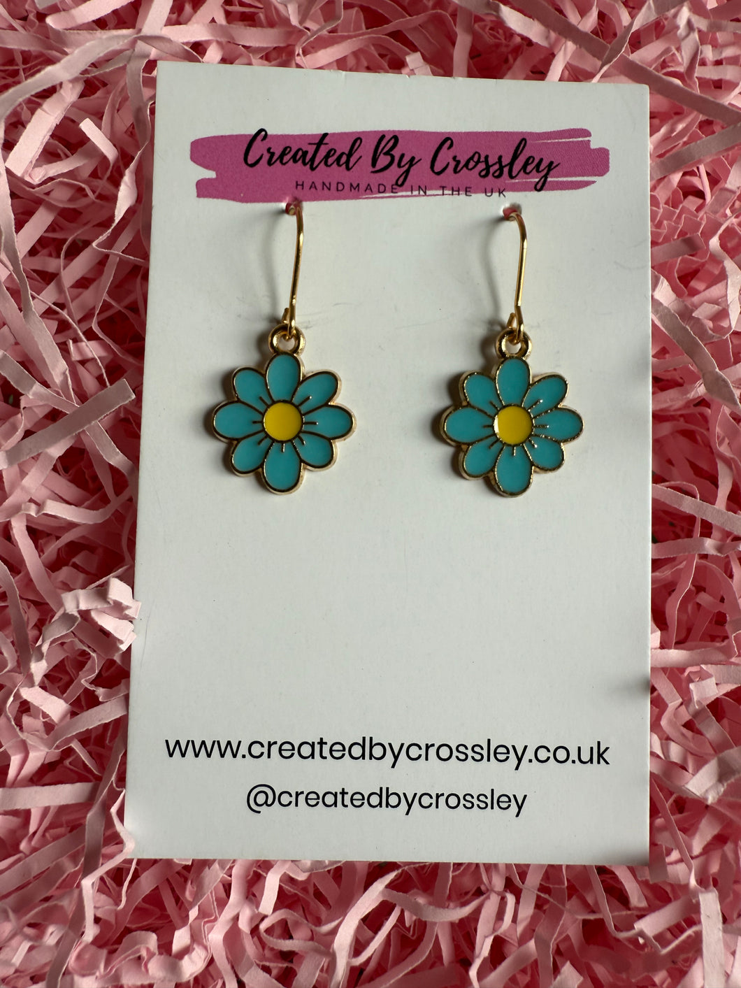 Light Blue Daisy Charm Earrings