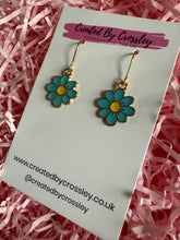 Load image into Gallery viewer, Light Blue Daisy Charm Earrings
