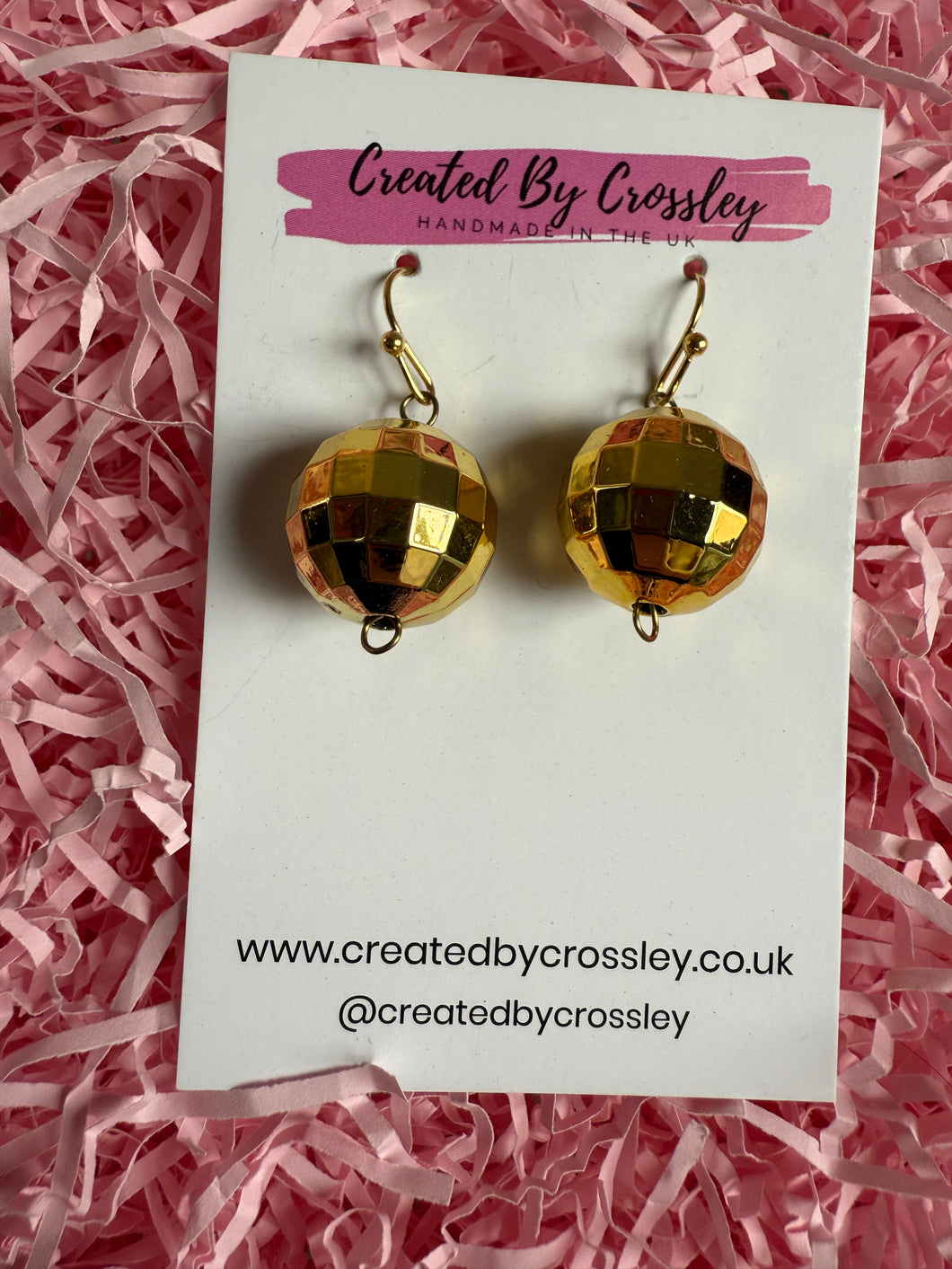 Gold Disco Ball Charm Earrings