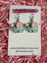 Load image into Gallery viewer, Heart Elephant Charm Earrings

