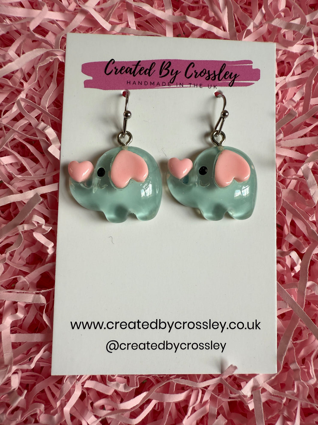 Heart Elephant Charm Earrings