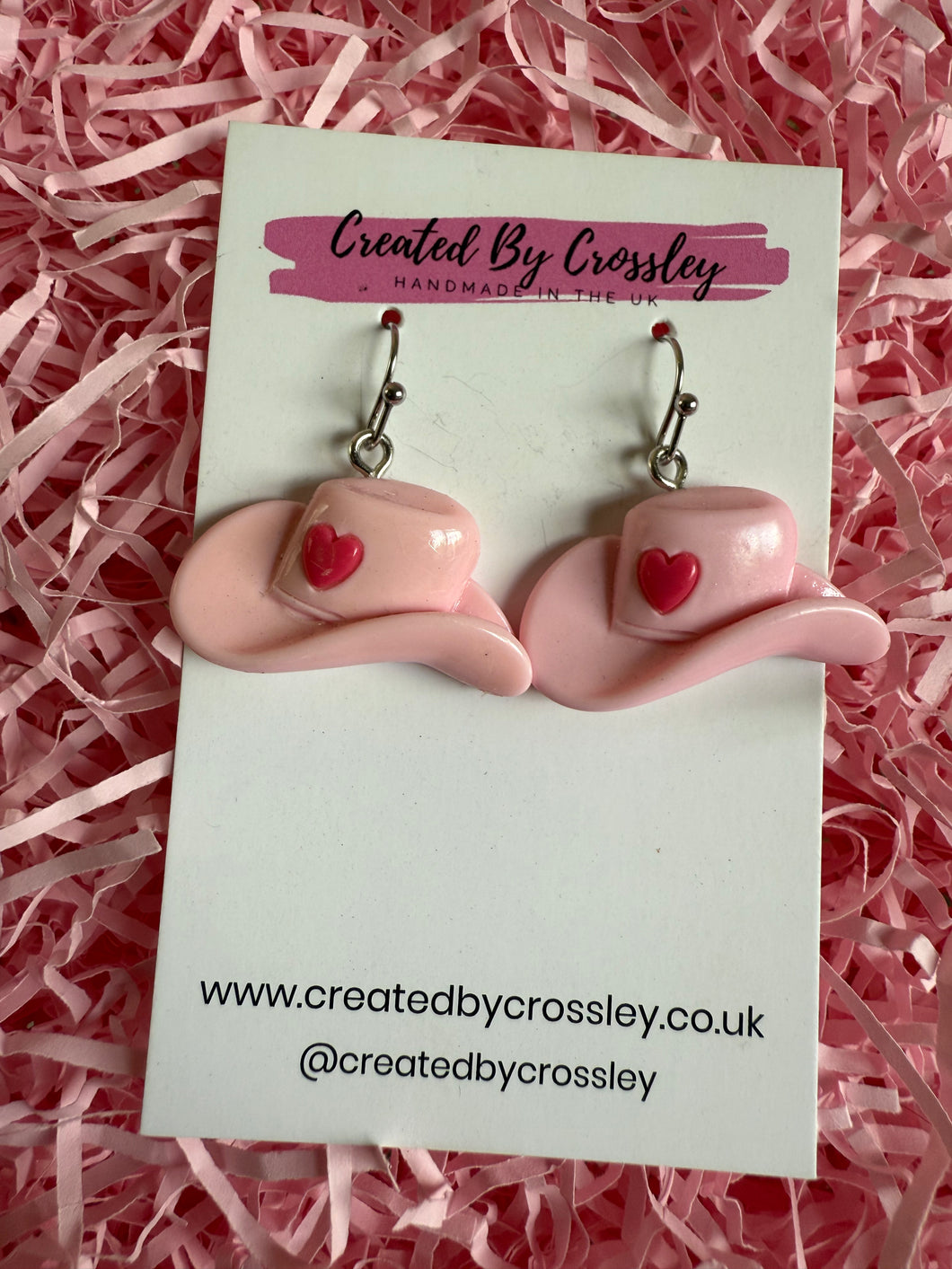 Pink Cowboy Hat Charm Earrings