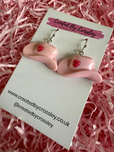 Load image into Gallery viewer, Pink Cowboy Hat Charm Earrings
