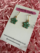Load image into Gallery viewer, Blue Flower Charm Earrings
