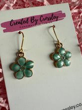 Load image into Gallery viewer, Blue Flower Charm Earrings
