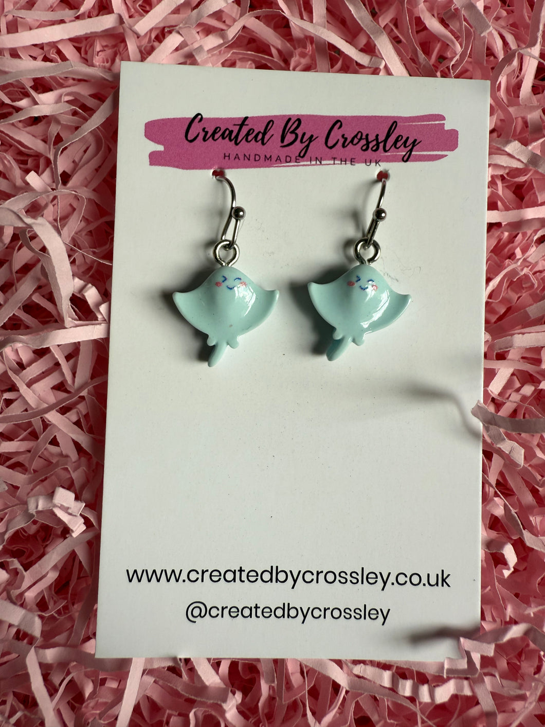 Blue Sting Ray Charm Earrings