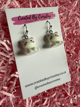 Load image into Gallery viewer, White Cat Charm Earrings
