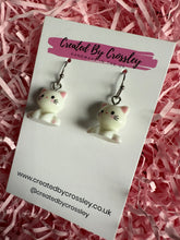 Load image into Gallery viewer, White Cat Charm Earrings
