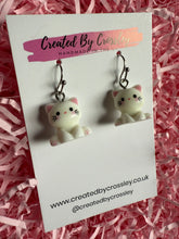 Load image into Gallery viewer, White Cat Charm Earrings
