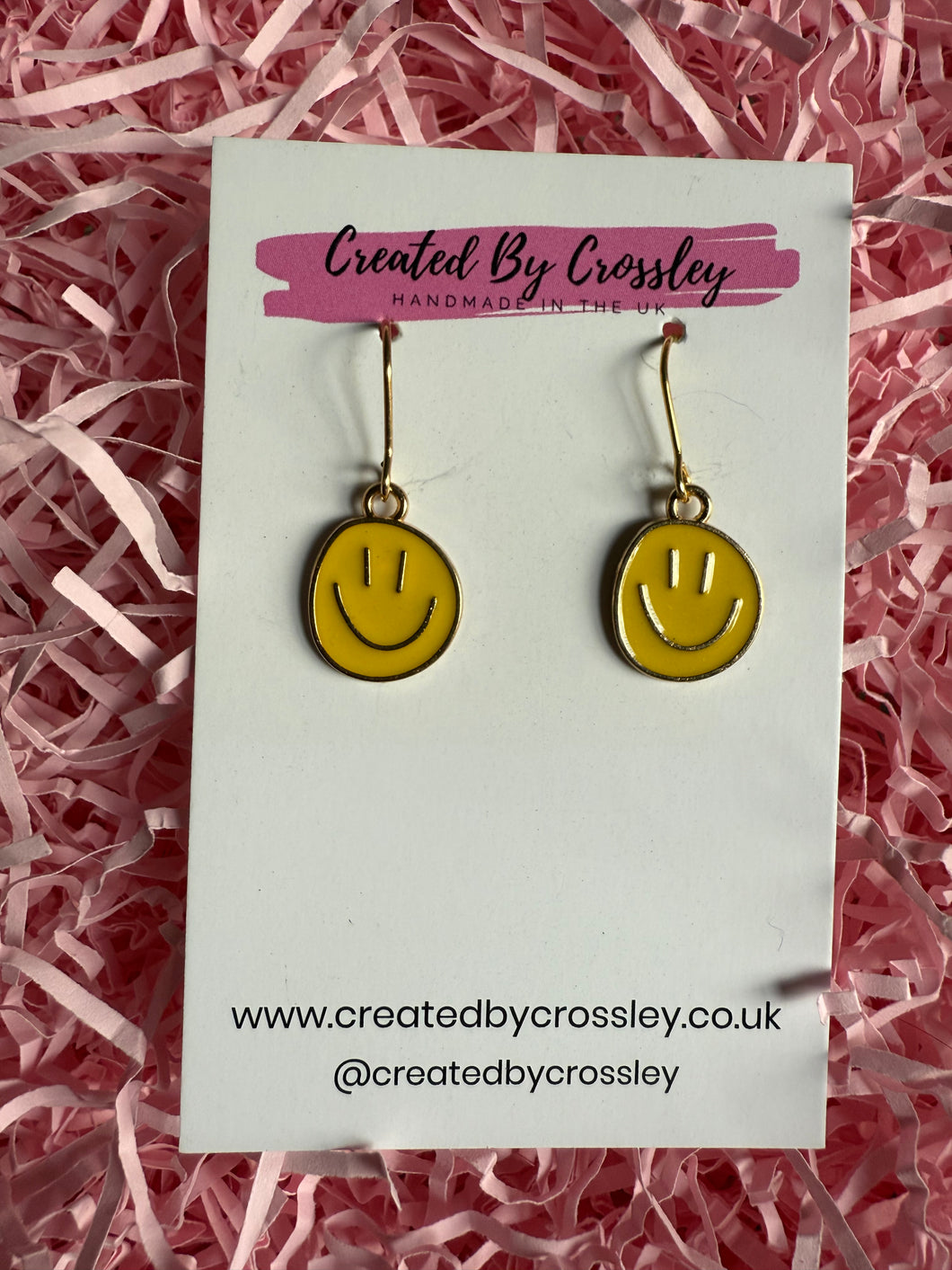 Yellow Happy Face Charm Earrings