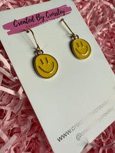 Load image into Gallery viewer, Yellow Happy Face Charm Earrings
