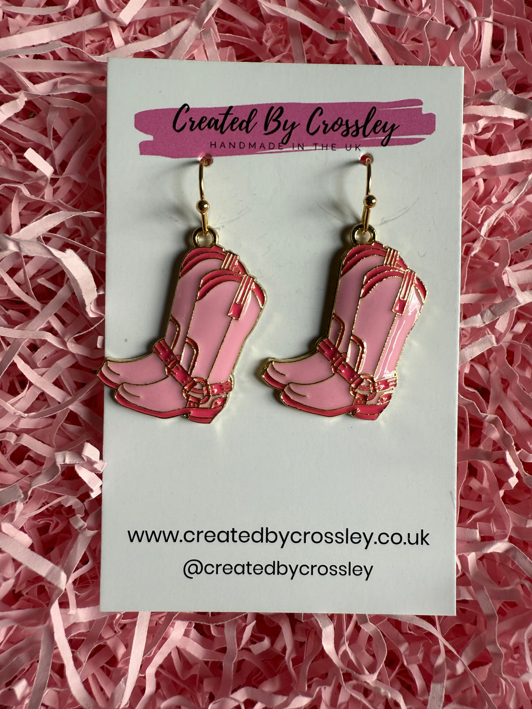Pink Cowboy Boot Charm Earrings