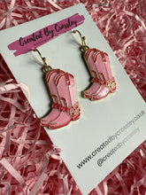 Load image into Gallery viewer, Pink Cowboy Boot Charm Earrings
