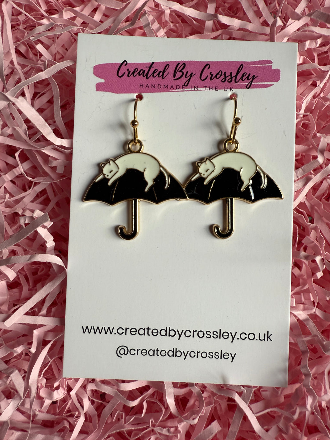Umbrella Cat Charm Earrings