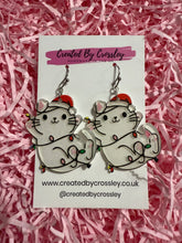Load image into Gallery viewer, Christmas Cat Charm Earrings
