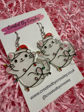 Load image into Gallery viewer, Christmas Cat Charm Earrings
