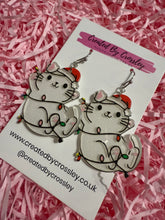 Load image into Gallery viewer, Christmas Cat Charm Earrings
