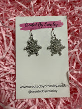 Load image into Gallery viewer, Sparkly Pearl Snowflake Charm Earrings
