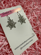 Load image into Gallery viewer, Sparkly Pearl Snowflake Charm Earrings

